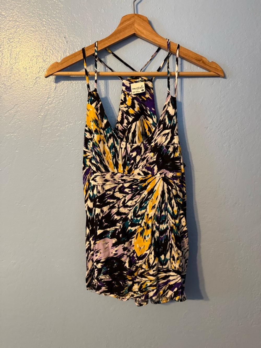 Full Tilt Multicolor Printed Spaghetti Strap Cami - Black, Yellow, Purple, Teal